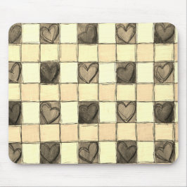 Khaki tan Creme Gingham Mouse pad Mousepad