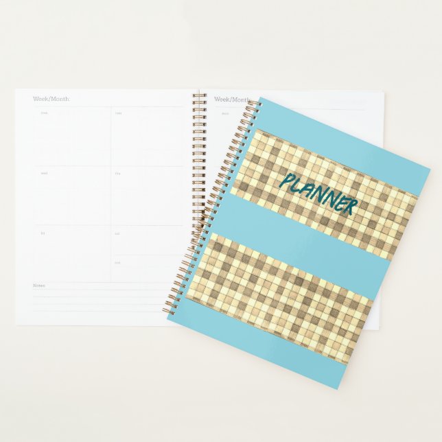 Khaki tan Gingham mit blauem Streifenplaner Planer (Anzeige)