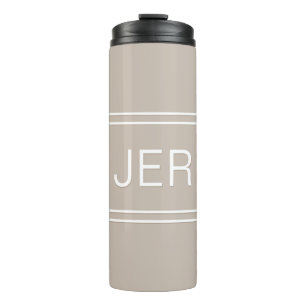 Khaki Tan Personalisiert Monogram Initials Drink Thermosbecher