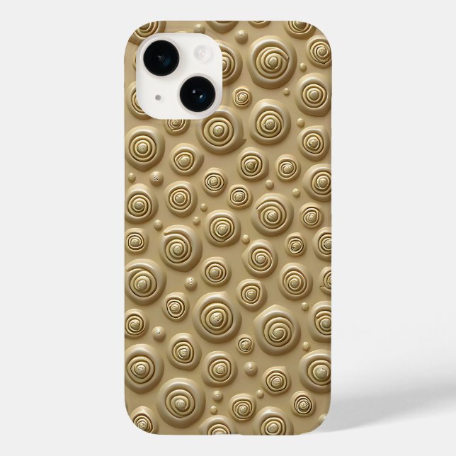 Khaki Textured iPhone Case with Spiral Design (Rückseite)