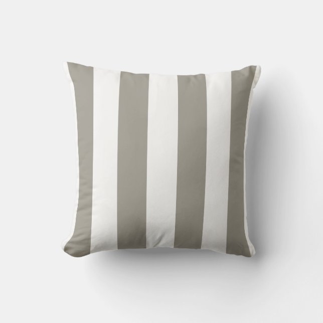 Khaki und White Striped Kissen (Vorderseite)