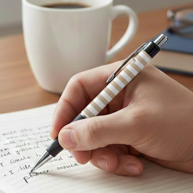 Khaki Weiß gestreifter Stift mit Namen (Von Creator hochgeladen)