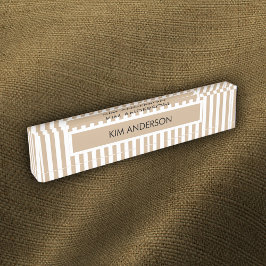 Khaki White Stripe Namensplakette