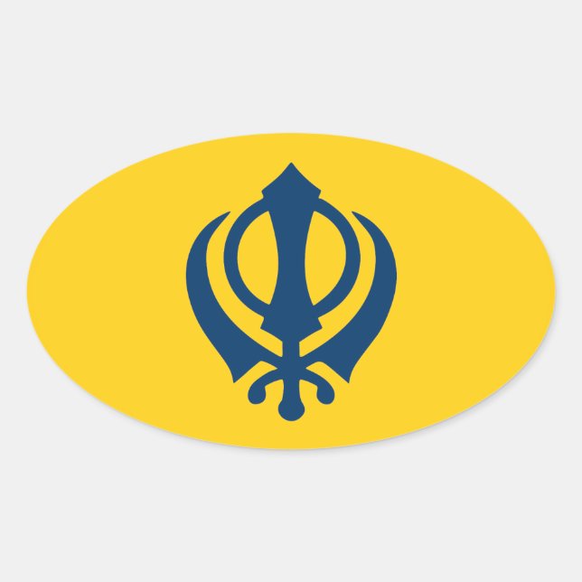 Khalistan-Flagge (vorgeschlagen) Ovaler Aufkleber (Vorderseite)