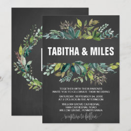 Khalkboard Foliage Wraath Backing Wedding Card Einladung