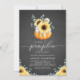 Khalkboard Pumpkin and Sunflower Fall Baby Dusche Einladung