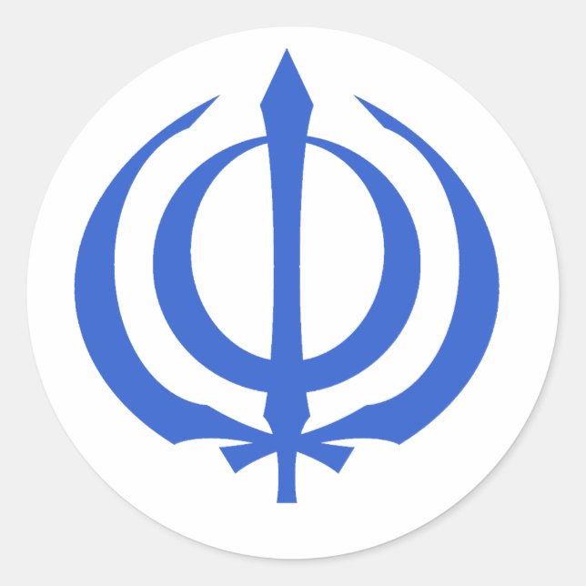 Khanda-Blau Runder Aufkleber (Vorderseite)