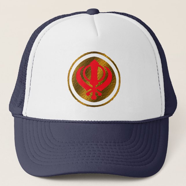 Khanda Rechteck-Hutdesign Truckerkappe (Vorderseite)