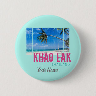 Khao Lak Phang-Nga Thailand Vintag Beach Souvenir Button