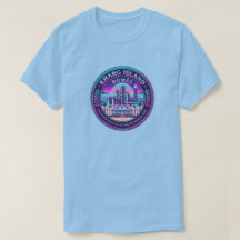 Kharg-Insel-Homes Iran Vaporwave Blaues T-Shirt