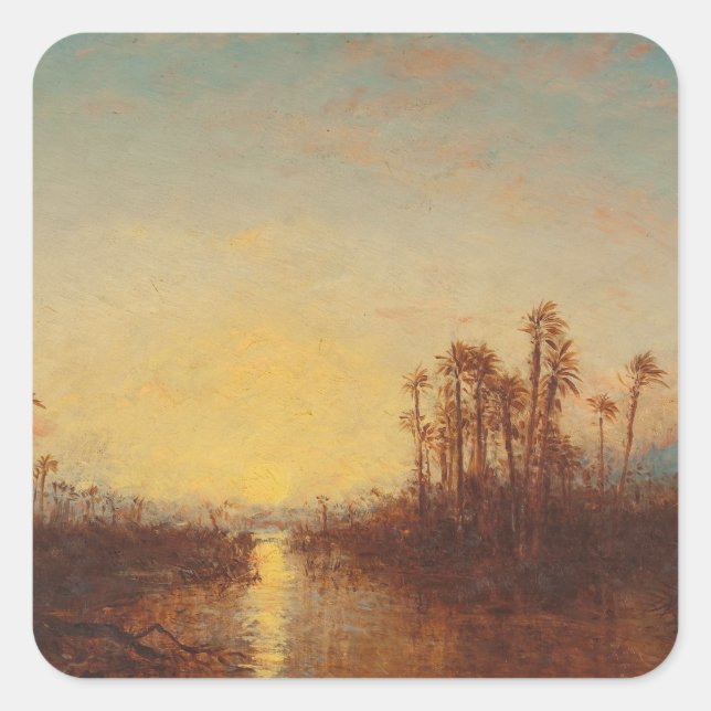 Khartoum, Coucher De Soleil - Félix Ziem Quadratischer Aufkleber (Vorderseite)