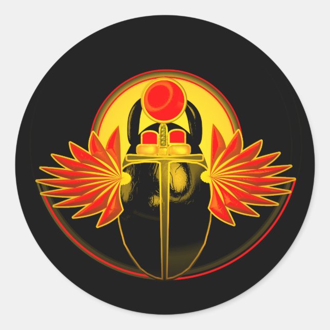 Kherpi Gott der aufgehenden Sonne, Scharab Käfer. Runder Aufkleber (Vorderseite)