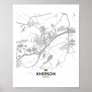 Kherson Ukraine Karte Flagge  Poster