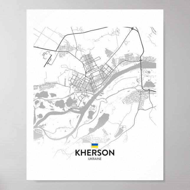 Kherson Ukraine Map Flag  Poster (Vorne)