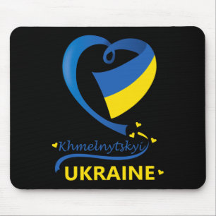 Khmelnytskyi Ukraine Nationalflagge Herz-Emblem Cr Mousepad