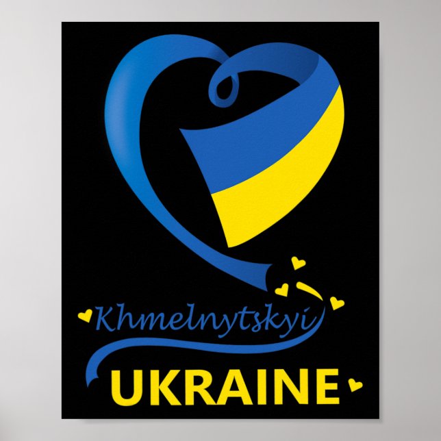 Khmelnytskyi Ukraine Nationalflagge Herz-Emblem Cr Poster (Vorne)