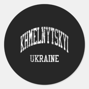 Khmelnytskyi Ukraine Retro 70er College-Sportstil Runder Aufkleber
