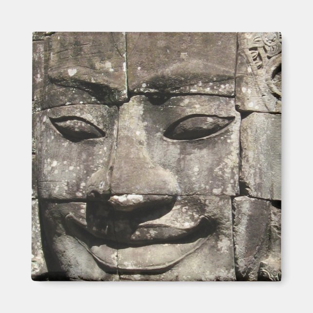 Khmer Stone Gesicht ... Bayon Temple, Kambodscha Magnet (Vorne)