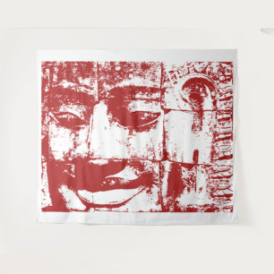 Khmer Stone Gesicht ... Bayon Temple, Kambodscha T Wandteppich