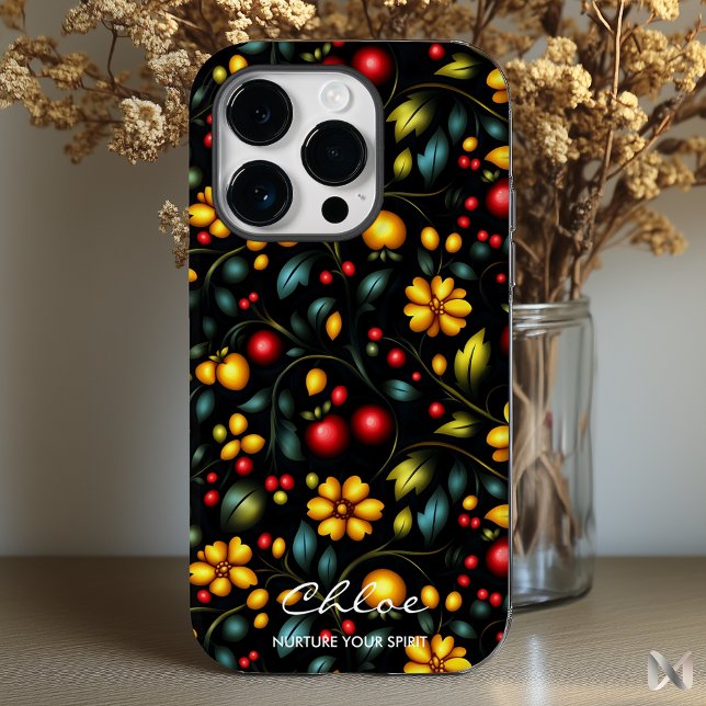 Khokhloma Floral Phone Case mit kühne moderne Dreh (Von Creator hochgeladen)