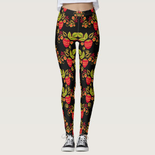 Khokhloma Russian Berries: Traditioneller Stil Leggings