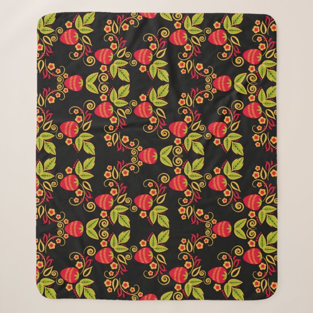 Khokhloma Russian Berries: Traditioneller Stil Sherpadecke (Vorderseite)