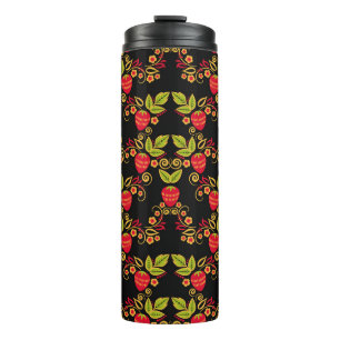 Khokhloma Russian Berries: Traditioneller Stil Thermosbecher