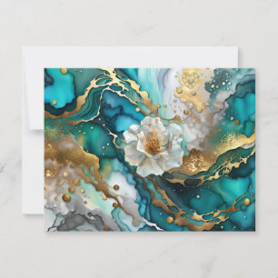 KHS Abstrakt Blue and Gold Floral Grußkarte Dankeskarte