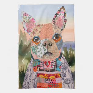 KHS Boston Terrier Mixed Media Hundeküchentuch Geschirrtuch