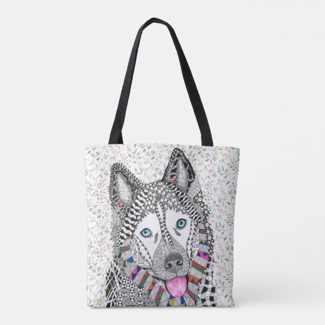 KHS Cute et coloré Sac fourre-tout sibérien Husky (Dos)