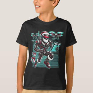 KI-gesteuerter Weihnachtsmann-Roboter mit Drohnen  T-Shirt