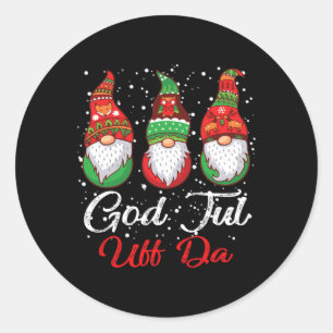 Ki God Jul Uff Da Swedish Frohe Christmas Gnome Co Runder Aufkleber