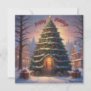 KI herunterladbare Tür in einer Weihnachtsbaumkart Einladung