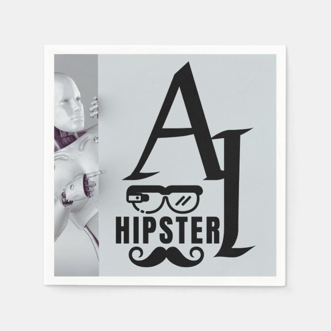 KI-Hipster mit Wearable Glasses und Mustache Serviette (Vorderseite)
