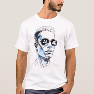 KI in den Augen - Fett Line Art mit Subtle Tech De T-Shirt