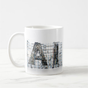 KI Industrielle Buchstabenform-Architektur-Kunst Kaffeetasse