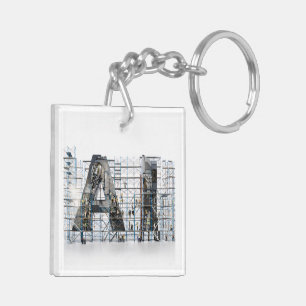 KI Industrielle Buchstabenform-Architektur-Kunst Schlüsselanhänger