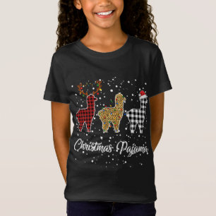Ki Niedlich Llama Christmas Pajama Leopard Kariert T-Shirt