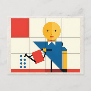 KI-Remix-Kunstwerk Bauhaus-Gartenmädchen Postkarte