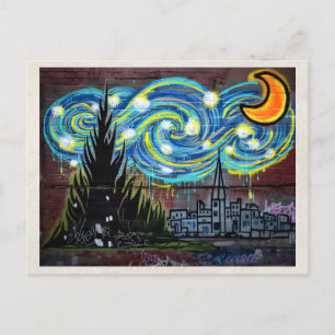 KI Remix Nachtszene Graffiti Urbane Straßenkunst Postkarte