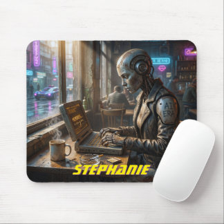 KI-Roboter Cyborg Androidin Frau Laptop Computer Mousepad