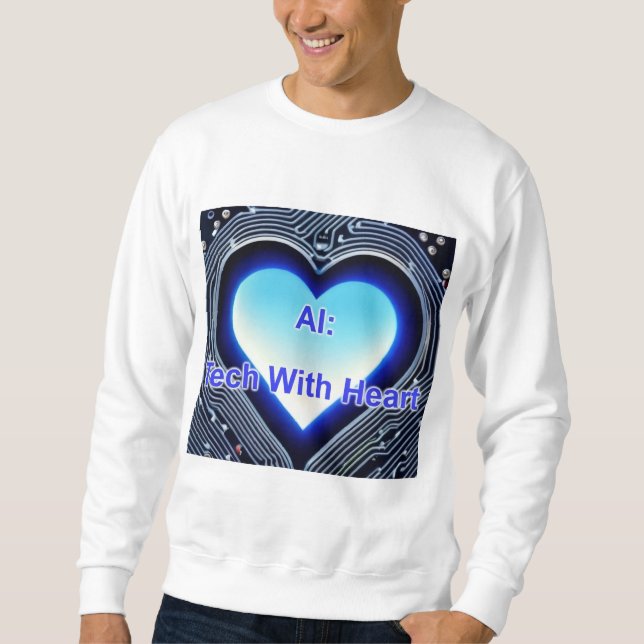 KI: Tech mit Herz Herren Weiß Sweatshirt (Vorderseite)