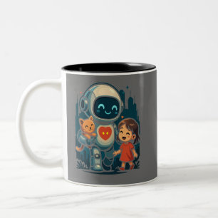 KI- und Roboter-Charaktere – futuristische Design- Zweifarbige Tasse