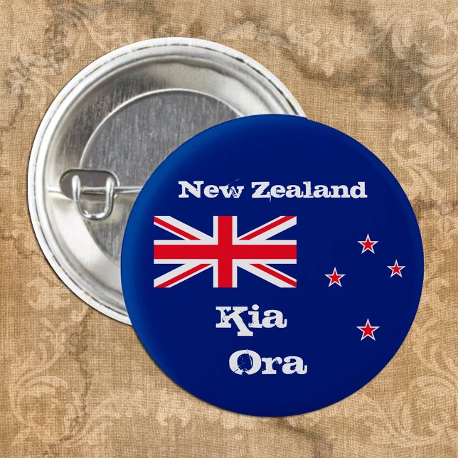 Kia Ora & Neuseeland Flaggenmode / Neuseeland Button (Von Creator hochgeladen)