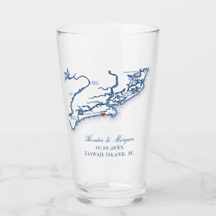 Kiawah Island Map Elegant Navy Blue Gastgeschenk H Glas