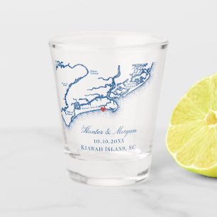 Kiawah Island Map Elegant Navy Blue Gastgeschenk H Schnapsglas