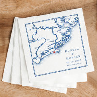 Kiawah Island SC Karte Elegant Navy Blue Wedding