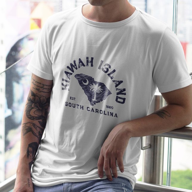 Kiawah Island South Carolina Navy Map Flag T-Shirt (Von Creator hochgeladen)