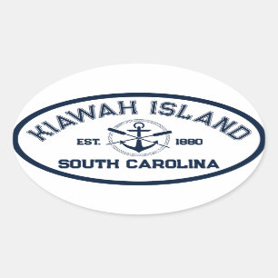 Kiawah Island South Carolina Navy Ruder Anker Ovaler Aufkleber