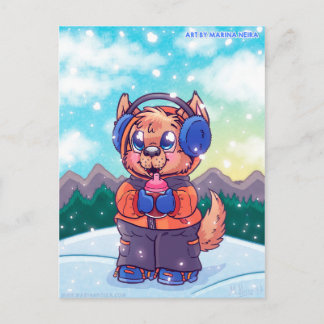 Kiba's Snowy Day Postcard Postkarte